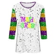 thumbnail image 4 of BOOMILK Mardi Gras Shirts for Women Plus Size Loose Fit 3/4 Sleeve Graphic Tees Round Neck Carnival Top T Shirt, 4 of 4