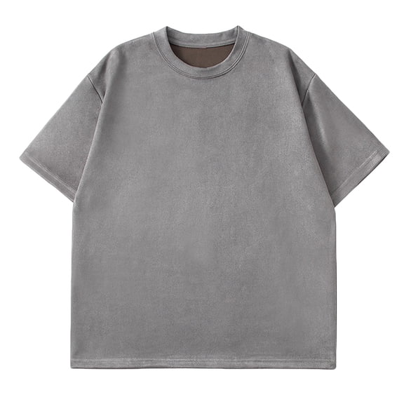 Sueded T Shirts for Men Short Sleeve Crewneck Tshirts Shirt Mens Casual Solid Color Pullover Slim Comfortable Basic Going-Out Streetwear Tees Tops