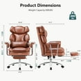 thumbnail image 3 of CONCETTA Executive Ergonomic Home Office Chair with Footrest & Lumbar Support, Big Tall High Back, PU Leather, Adjustable & Swivel, Brown, 3 of 6