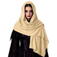 thumbnail image 5 of YOIAVAIOY Halloween Costume Women Medieval Hooded Scarf Cloak Vintage Frayed Wraps Witch Cosplay Shawl Beige Free Size, 5 of 7