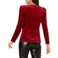 thumbnail image 3 of INSPIRE CHIC Women's Velvet V-Neck Long Sleeve Metallic Shiny Star Blouse S Red, 3 of 5