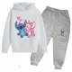 thumbnail image 3 of Conjunto de 2 piezas de sudadera y pantalones con estampado de dibujos animados de Disney Stitch para niños de 3 a 14 años, ropa deportiva informal para niños y niñas, 3 of 5