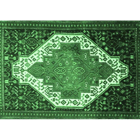 Ahgly Company Indoor Rectangle Medallion Emerald Green Traditional Area Rugs, 8' x 12'