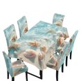 thumbnail image 6 of Xoenoiee Beach Starfish Seashell Conch Pattern Tablecloth Chair Cover Set, Washable Table Cloth with Parsons Chair Slipcovers Protective Set of 4 for Home Restaurant Banquet (5 PCS), 6 of 6
