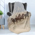thumbnail image 4 of Landscape Soft Flannel Fleece Throw Blanket, Wild Mustang Horses Herd Running in a Valley Utah Outdoor Scenery Photography, Cozy Plush for Indoor and Outdoor Use, 70" x 90", Multicolor, by Ambesonne, 4 of 5