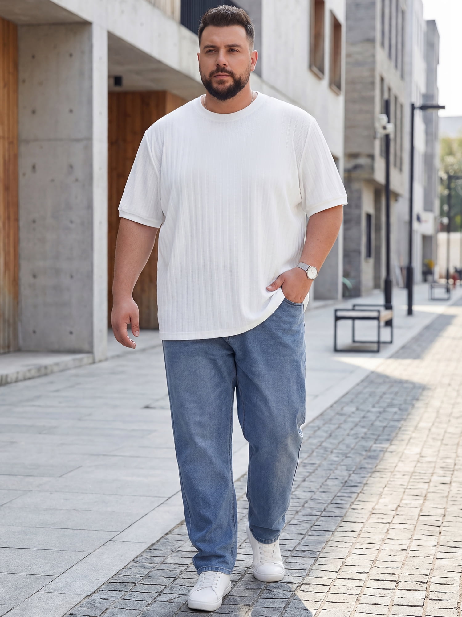 DARING DIVA Men's Big Tall Mesh Breathable Crew Neck Short Sleeve T-Shirts 4XL White