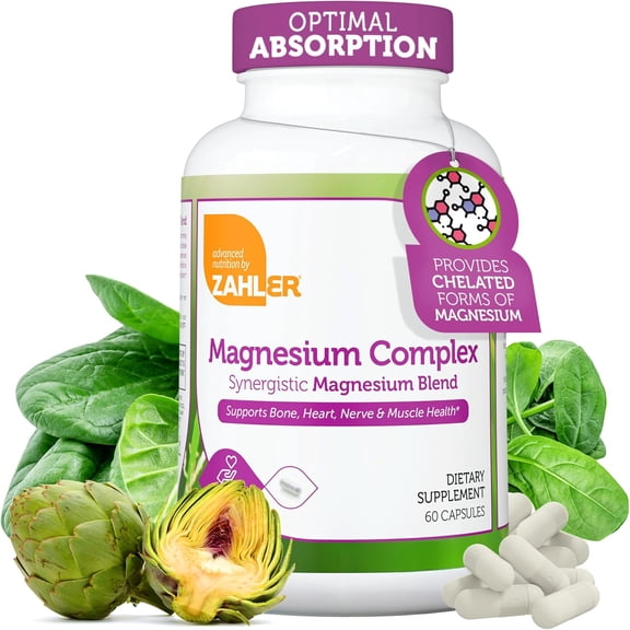 Zahler Magnesium Complex Synergistic Magnesium Blend, Supports Bone, Heart, Nerve and Muscle Health, 60 Capsules.
