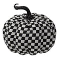 thumbnail image 2 of Northlight 6.5" White and Black Plaid Fall Harvest Tabletop Pumpkin, 2 of 4