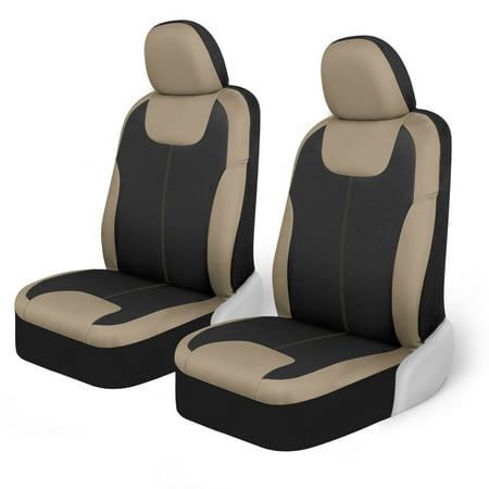 Motor Trend Premium Waterpoof Car Seat Covers for Front Seats, Beige - Universal Fit Car Truck Van SUV
