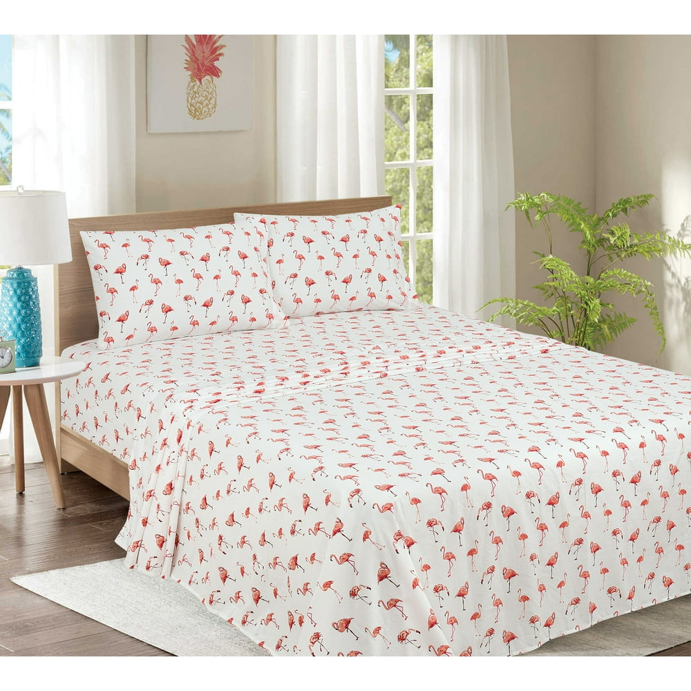 Mainstays 200 Thread Count Cotton Blend FULL Sheet Set - Flamingo