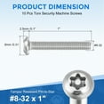 thumbnail image 2 of 10Pack #8-32 x 1" 304 Stainless Steel Torx Security Machine Screws, Silver, 2 of 6