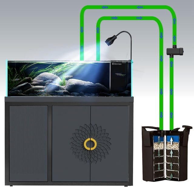 Aquarium Water Purification Lamp, Timing Function Explosion Proof Multifunction Algae Removal Aquarium Clean Light for 30-80CM Tank EU Plug 220V,US Plug 110V,UK Plug 220V