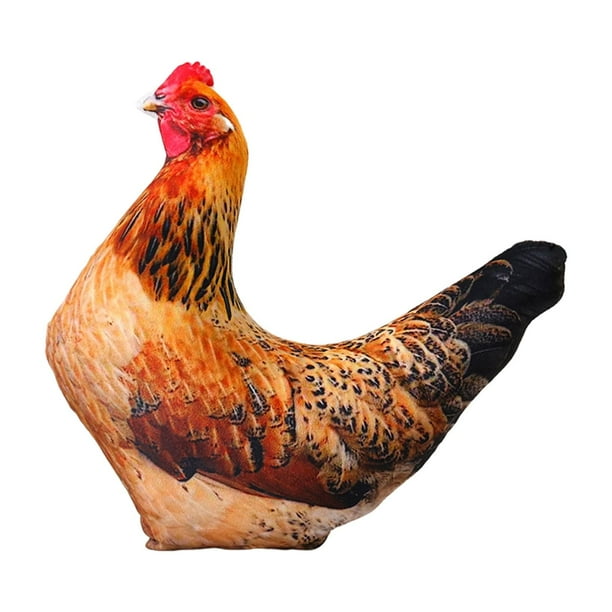 Cojín de juguete de simulación de animal, suave y único, para decoración del hogar, muñeco de peluche, regalo para niños, niñas y adolescentes. Gallina