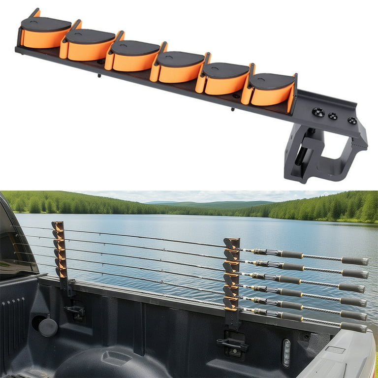 Fishing Rod Holder for Truck Tailgate  Transport 6 Rods Securely with Soft  Foam Inserts  Fishing Pole Rack for Pickup Truck Bed  Easy Tailgate Rod  Carrier - Walmart.com