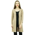 thumbnail image 6 of Bimba Women Spandex Soft Drape Long Shrug Cardigan Full Sleeve Casual Longline Coverup Beige, 6 of 9
