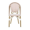 thumbnail image 2 of Outdoor PE Ratten and Aluminum French Bistro Chairs, Set of 2, Rusted Red & White, Bamboo Print Finish, 2 of 12