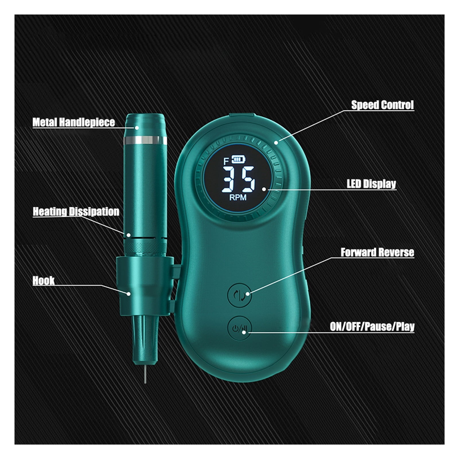 New 35000RPM Nail Machine, Manicure Machine, Electric Nail Drill Machine, Electric Nail File LED Display, Rechargable For All Gel ,Low Noise