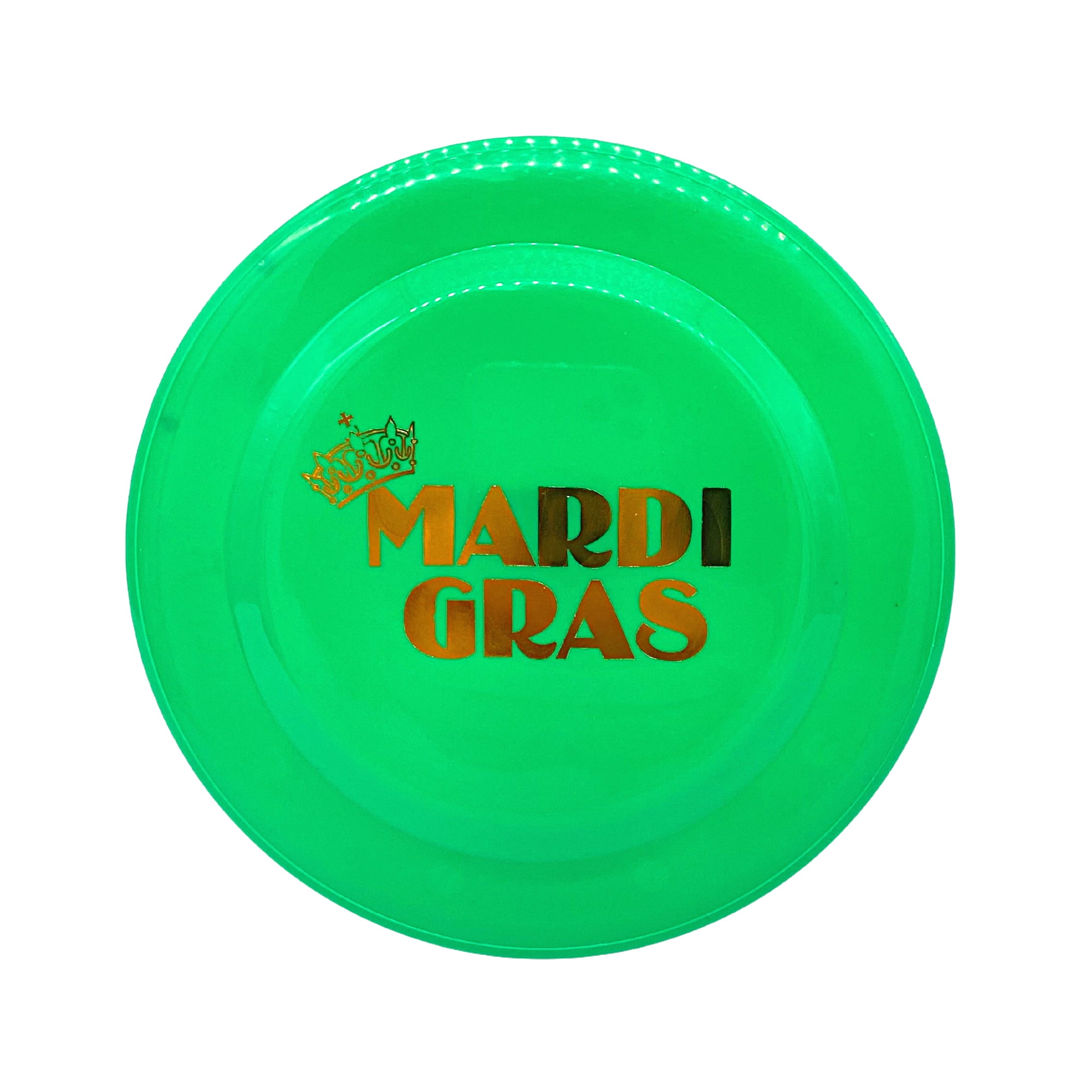 7" Purple, Yellow and Green Frisbee with Mardi Gras Imprint (Dozen)