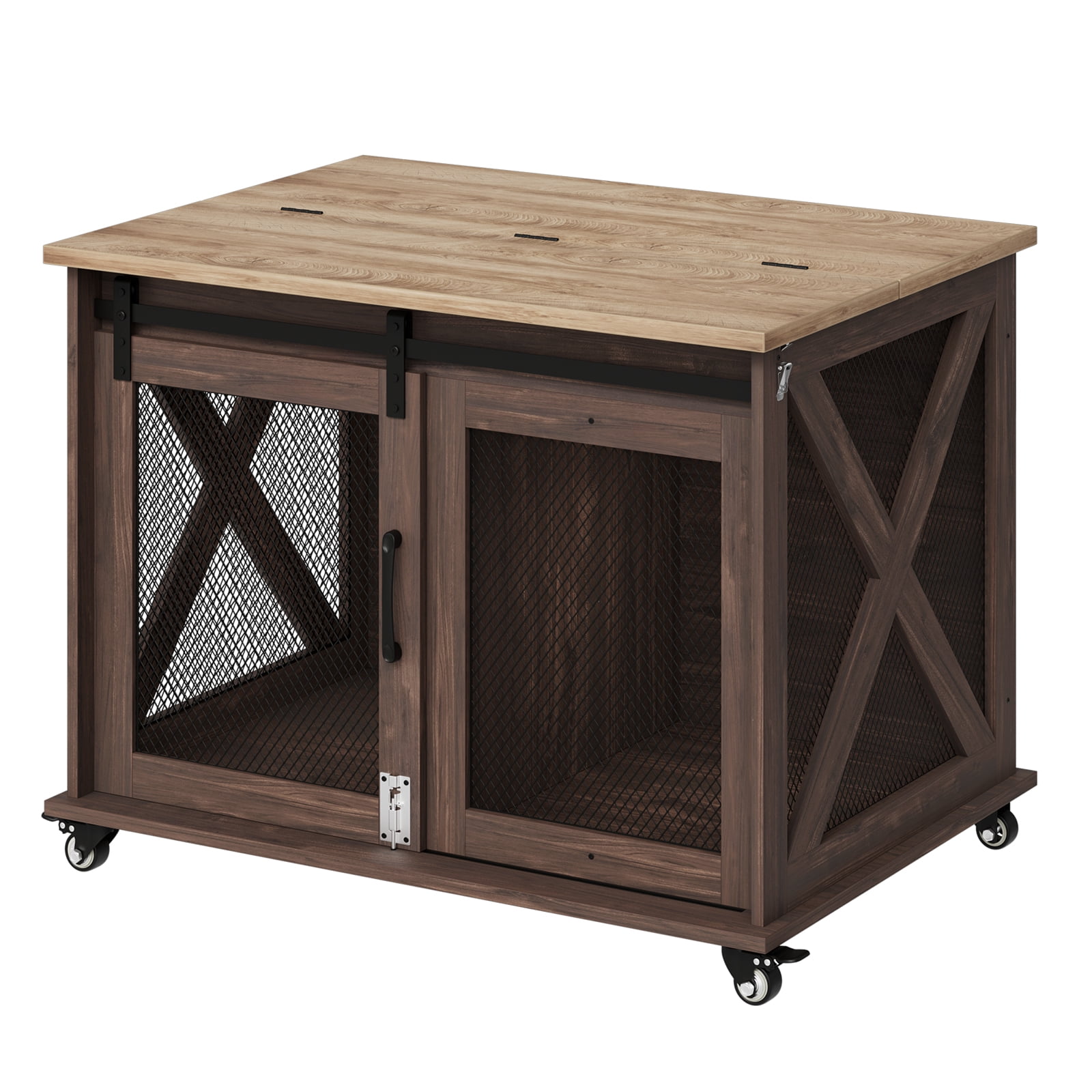 Farmhouse Chic: 37" Dog Crate as Home Decor | Stylish Sliding Door Kennel That Enhances Your Living Space