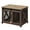 Light oak top plate + dark cabinet body Wheeled model, variant on Dog Crate Furniture | 37" Farmhouse Kennel Features Removable Divider for Growing Pets