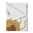 thumbnail image 2 of Humorous Soft Flannel Fleece Throw Blanket, Cartoon Design Image of Flying Spaghetti Monster with Ramen Written Ribbon, Cozy Plush for Indoor and Outdoor Use, 60" x 80", Multicolor, by Ambesonne, 2 of 5