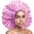 thumbnail image 1 of Donna Super Jumbo Gorro de Ducha Material Impermeable 1 Pieza para Mujeres o Hombres Gorro de Ducha para Juegos de Rodillos Envolturas de Seda Afros Twist y más Reutilizable 1 Pieza COLOR ROSA, 1 of 1