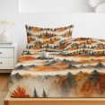 thumbnail image 6 of Full Size Fitted Sheet Set - Fall 3 Piece Bedding Sets 16" Deep Pocket Fitted Sheet with 2 Pillowcases, Autumn Country Forest Orange Green Pine Trees Brushed Microfiber Hotel Luxury Bed Sheets, 6 of 9