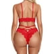 thumbnail image 5 of VISgogo Conjunto de lencería de mujer de 2 piezas, sujetador push-up transparente de ganchillo + panty de tiras de cintura media para novia, esposa, 4 colores VISgogo  moda, 5 of 6