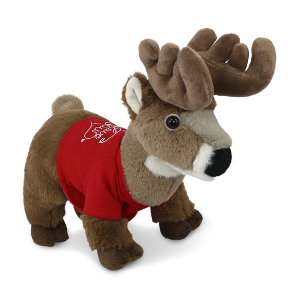 DolliBu I LOVE YOU Super Soft Standing Deer Plush- Cute Deer Plush Stuffed Animal with I Love You Red Shirt For Valentine, Anniversary, Romantic Date, Boyfriend, or Girlfriend Gift - 9 Inches
