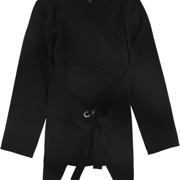 Verona Collection Womens Tie-Belt Pullover Blouse, Black, XXX-Large