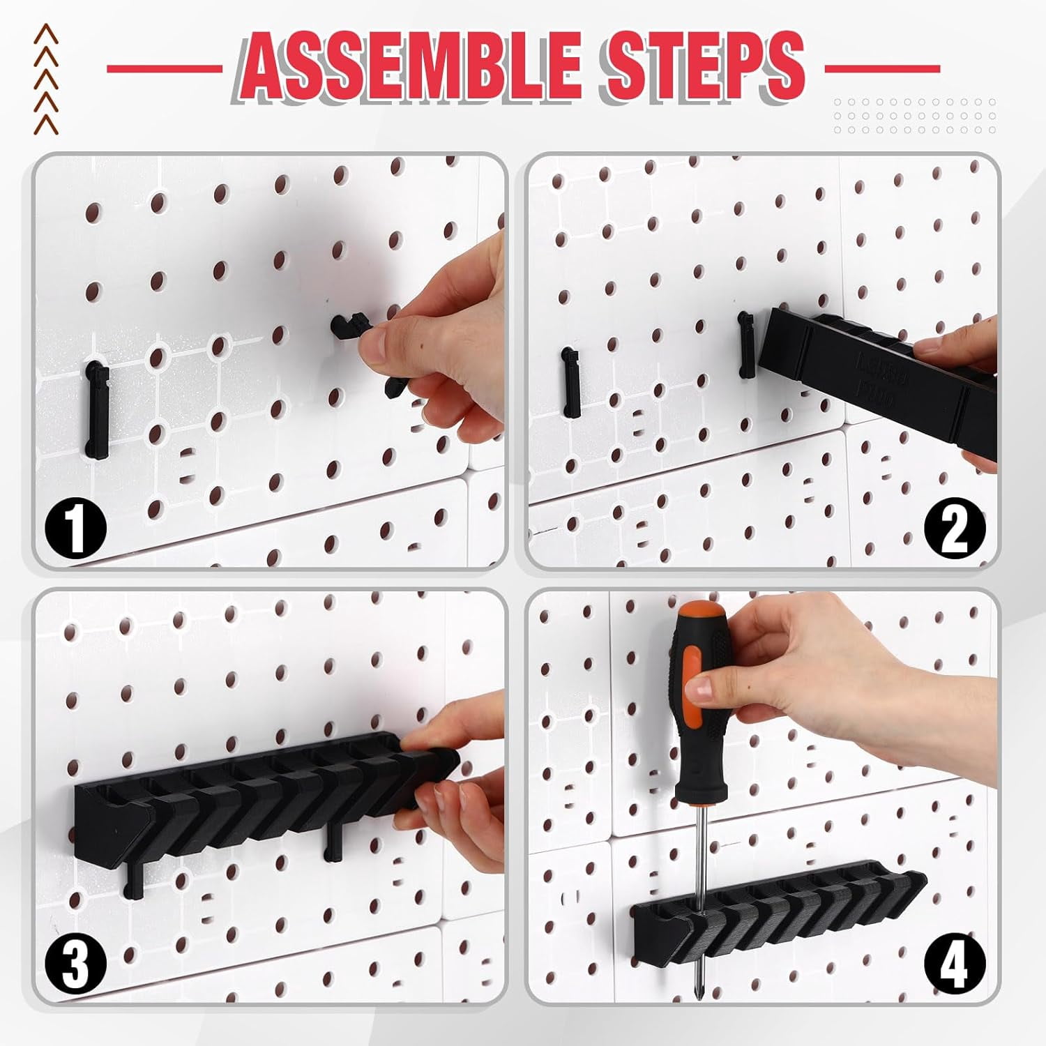 1 Pcs Pegboard Screwdriver Holder Pegboard Organizer Accessories Eight Tool Organizer Racks for Pegboards Pliers Multi-tool Holder Shop Store (Black)