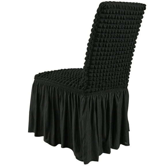 KFFKFF Stretchable Spandex Chair Covers, Universal Fit Chair Skirt Cover, Easy-to-Clean Protective Slipcovers, Suitable for Weddings, Holidays, Banquets, Parties, Celebrations (Set of 4, Black)
