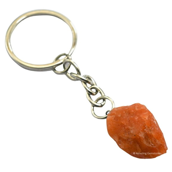 Peach Moonstone Crystal Car Key Holder, Raw Crystal Keychain