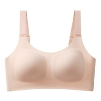 BIMEI Seamless Mastectomy Bra for Women, Pocket Post-Surgery Bra with Support Pads Comfort Lift Daily Bralettes V-Neck with Half-Fixed Cup Coaster,Beige,L