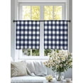 thumbnail image 5 of Navy Blue Check Semi Sheer Curtains 45 Inch Length 2 Panels Set, Farmhouse Buffalo Plaid Blue Sheer Kitchen Curtain Privacy Voile Window Curtain for Living Room Bedroom Rod Pocket Drapes, 5 of 7