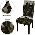 thumbnail image 6 of Chair Covers for Dining Room Set of 4,Hexagon Gold Cubic Spandex Stretch Dining Room Chair Cover,Removable Washable Kitchen Parsons Chair Covers Seat Slipcovers, 6 of 6