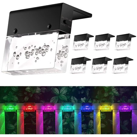 

Solar Garden Light 2 Modes (6 Pack) Solar Fence Light IP67 Waterproof for Yard Patio Stairs Stair Fence (Multicolor/Warm White)