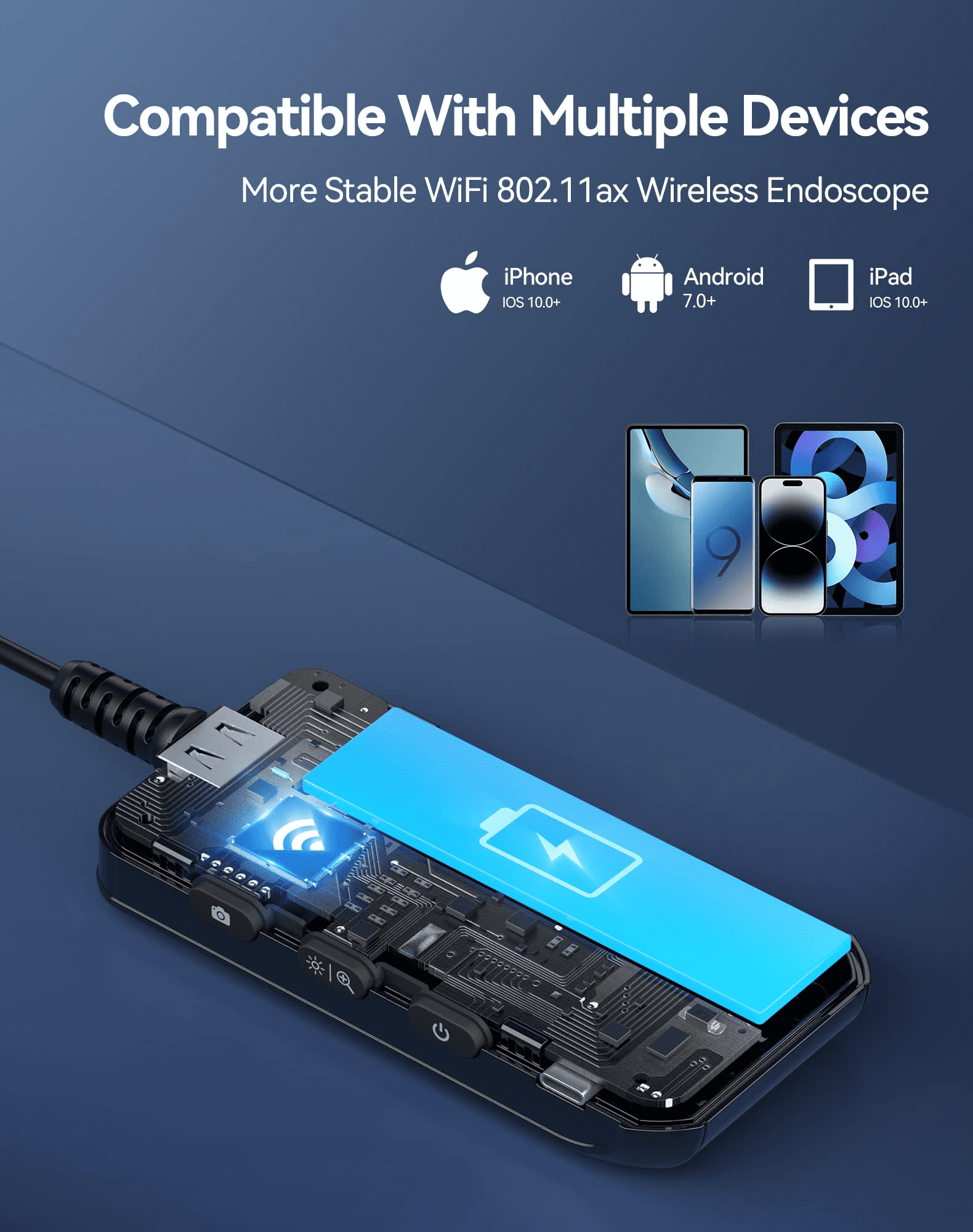 Y17-7.9mm-3.5 Wireless Dual Endoscope Camera WiFi 8mm 1080P HD Borescope  Inspection Camera for iPhone Android 2MP Snake Camera for Inspecting  Maintenance-3.5M 