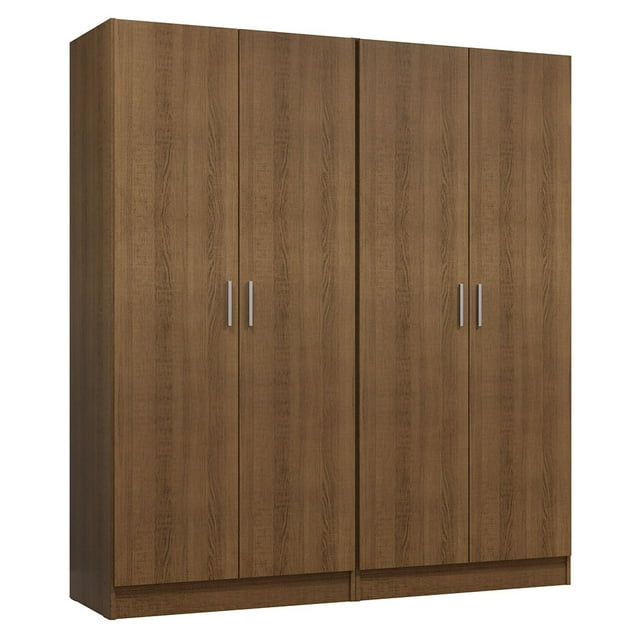 Madesa Armoire de Rangement à 4 Portes avec Grand Espace de Tablettes 63"L Armoire Utilitaire Placard Unité d'Organisation pour l'Entrée et la Chambre - Rustique