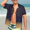 thumbnail image 7 of Kll Men'S Hawaiian Shirt Short Sleeve Button Down Beach Shirts-Gold Black Glitter, 7 of 7