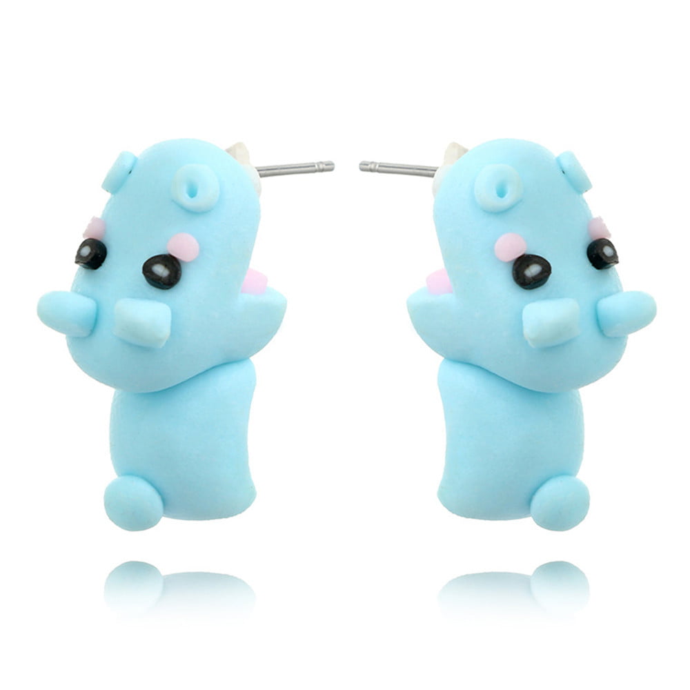 Huachen New 100% Handmade Polymer Clay Animal Earrings Cute Stud Earrings -  