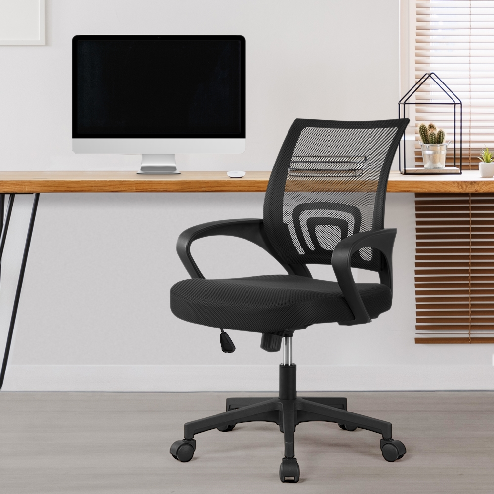 Smile Mart Adjustable Mid Back Mesh Swivel Office Chair with Armrests, Black - image 2 of 8