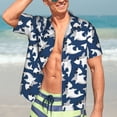 thumbnail image 5 of Lsque Shark pattern Hawaiian Shirt for Men, Unisex Summer Beach Casual Short Sleeve Button Down Shirts-Large, 5 of 9