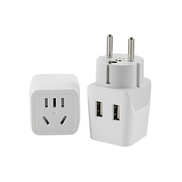 Travel Plug Adapter 2 Pack, International Power Adaptor 2 USB, Type C Outlet Adapter Charger USA to Most of Europe EU Spain Iceland Italy Germany France Israel