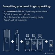 SodaStream E-Terra Sparkling Water Maker Bundle with CO2, 2 Bottles, and Pepsi Drink Mix, Black