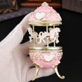 YIEMEEN Elegant Rotating Carousel Jewelry Box with 3 Horse Musical ...