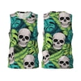 thumbnail image 2 of Gaeub Skull and Palm Leaves Men's Mesh Basketball Jersey, Quick-Drying Sleeveless Top S-4XL, Loose Muscle Tank Top -4X-Large, 2 of 9