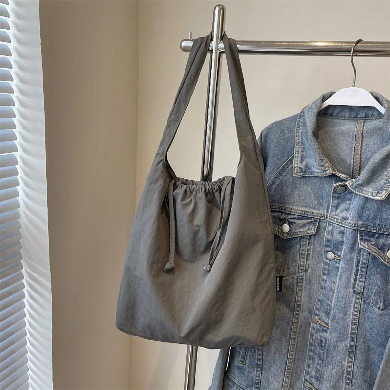 New nylon fabric bag, trendy Japanese-style simple solid color tote bag, casual large-capacity versatile shoulder bag, cross-border backpack