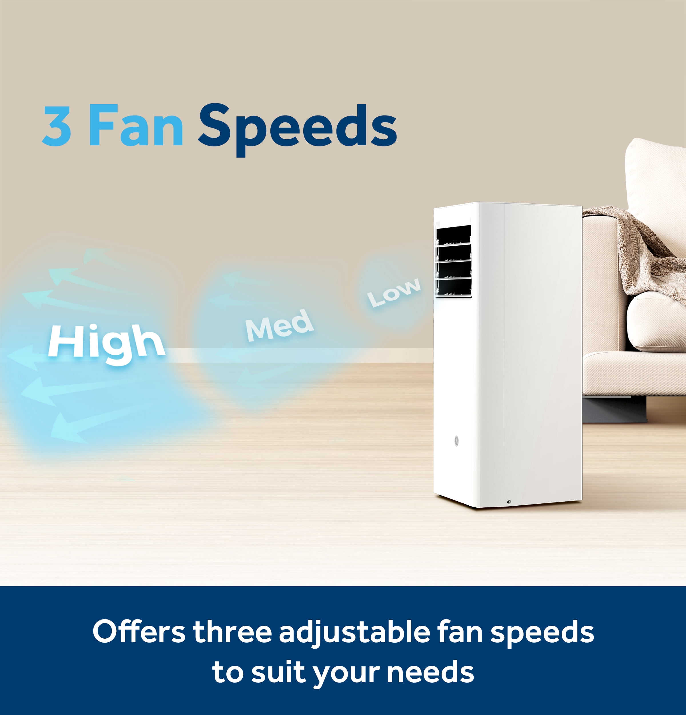 GE® 5,000 BTU DOE SACC Portable Air Conditioner for Small Rooms up to 200 Sq. Ft.