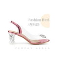 thumbnail image 3 of BLISSFUL STEP Women's Clear Slingback Rhines Peep Toe Block Heels Sandals, 3 of 5